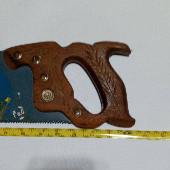 Primitive English Pointer Bird Dog Painting Rustic Hand Saw Vintage Flower OOAK - Picture 14 of 16